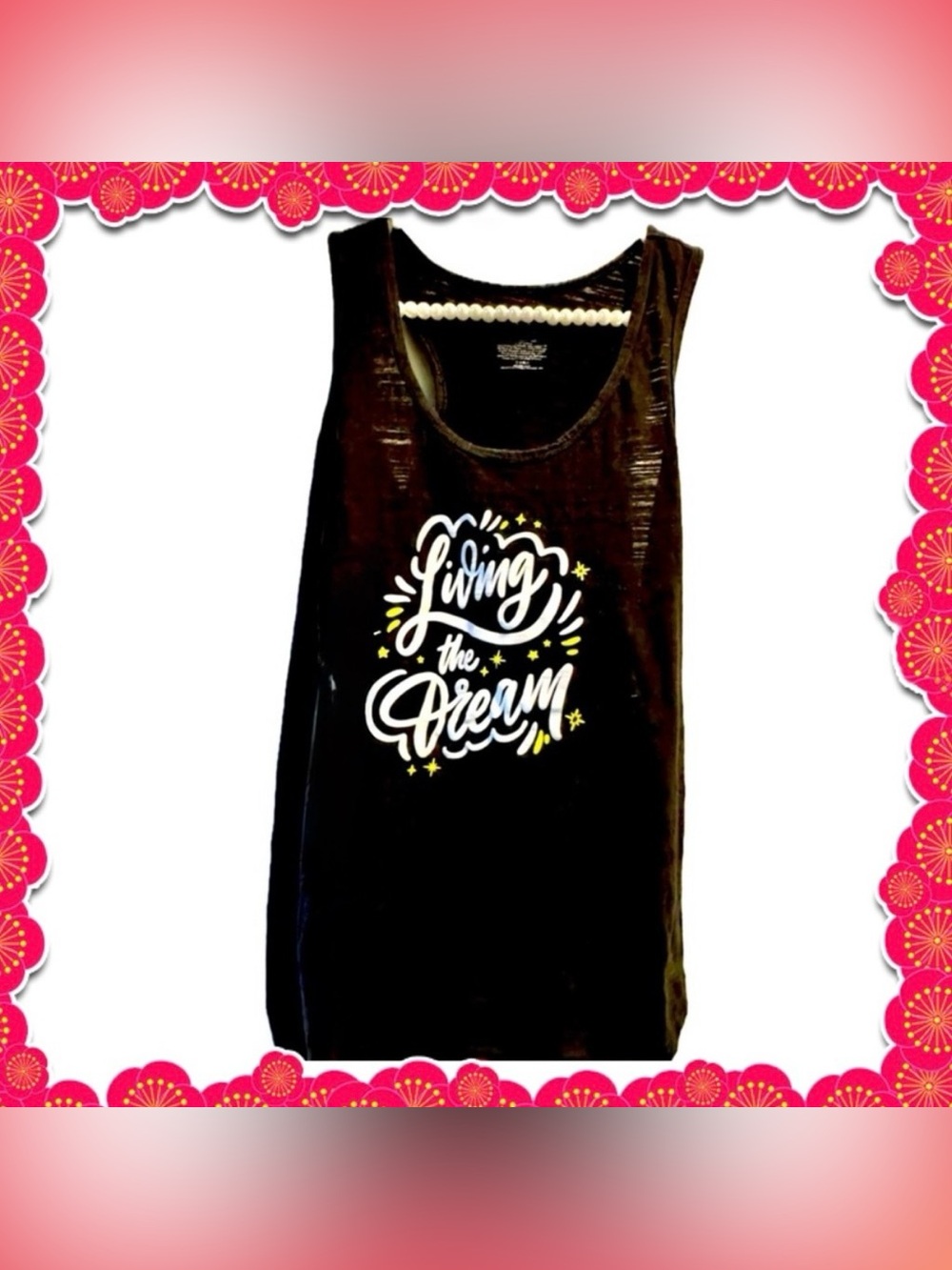 Tank top - Secret Treasures - black white yellow - Living the Dream - Large - Picture 1 of 7